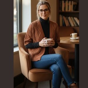 Made In Italy Dark Orange Knit Cardigan